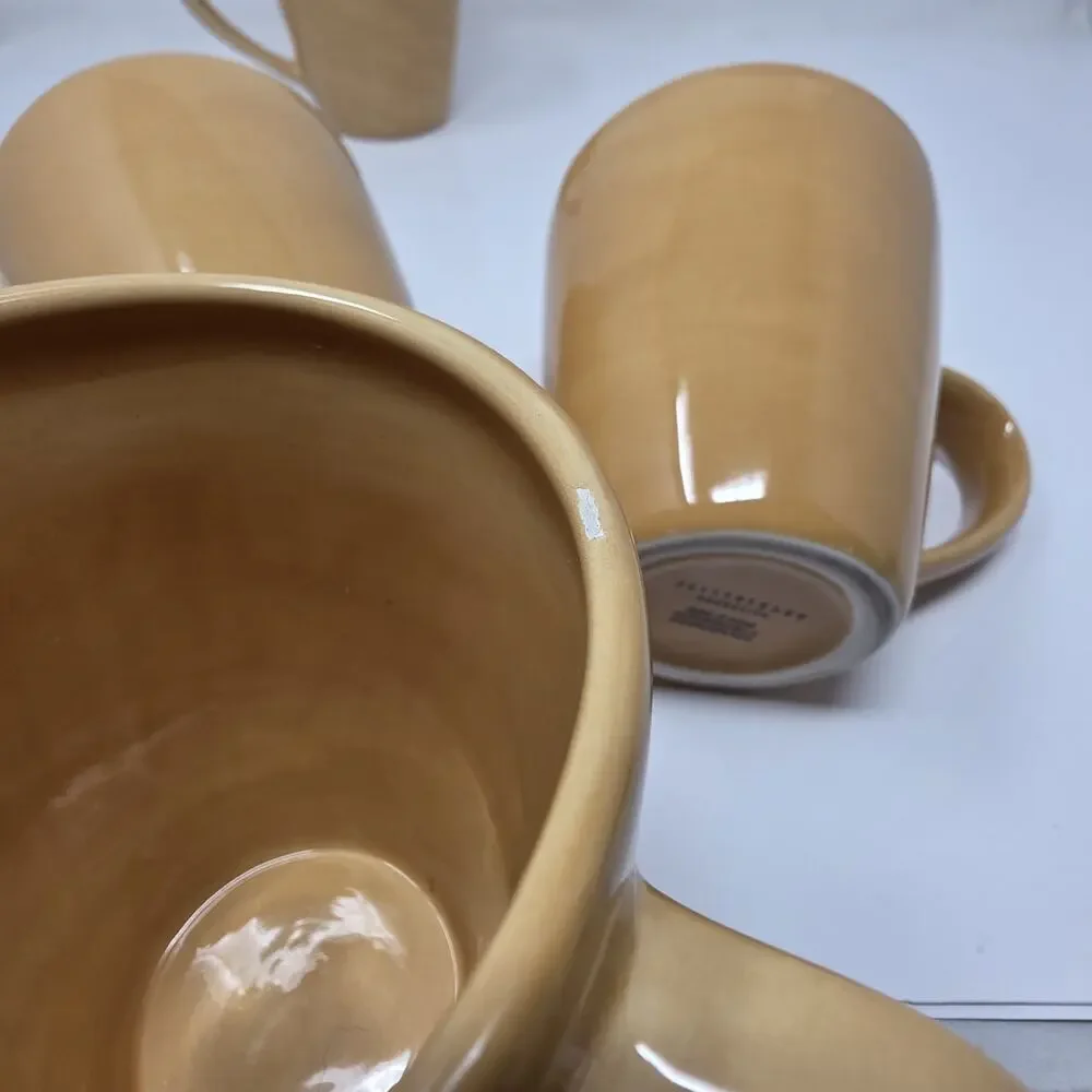 Pottery Barn Sausalito Amber Yellow Mug Made in China Set Of 4 **flaw